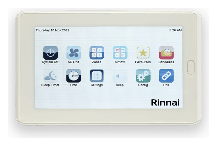 Rinnai Home Controller touchscreen